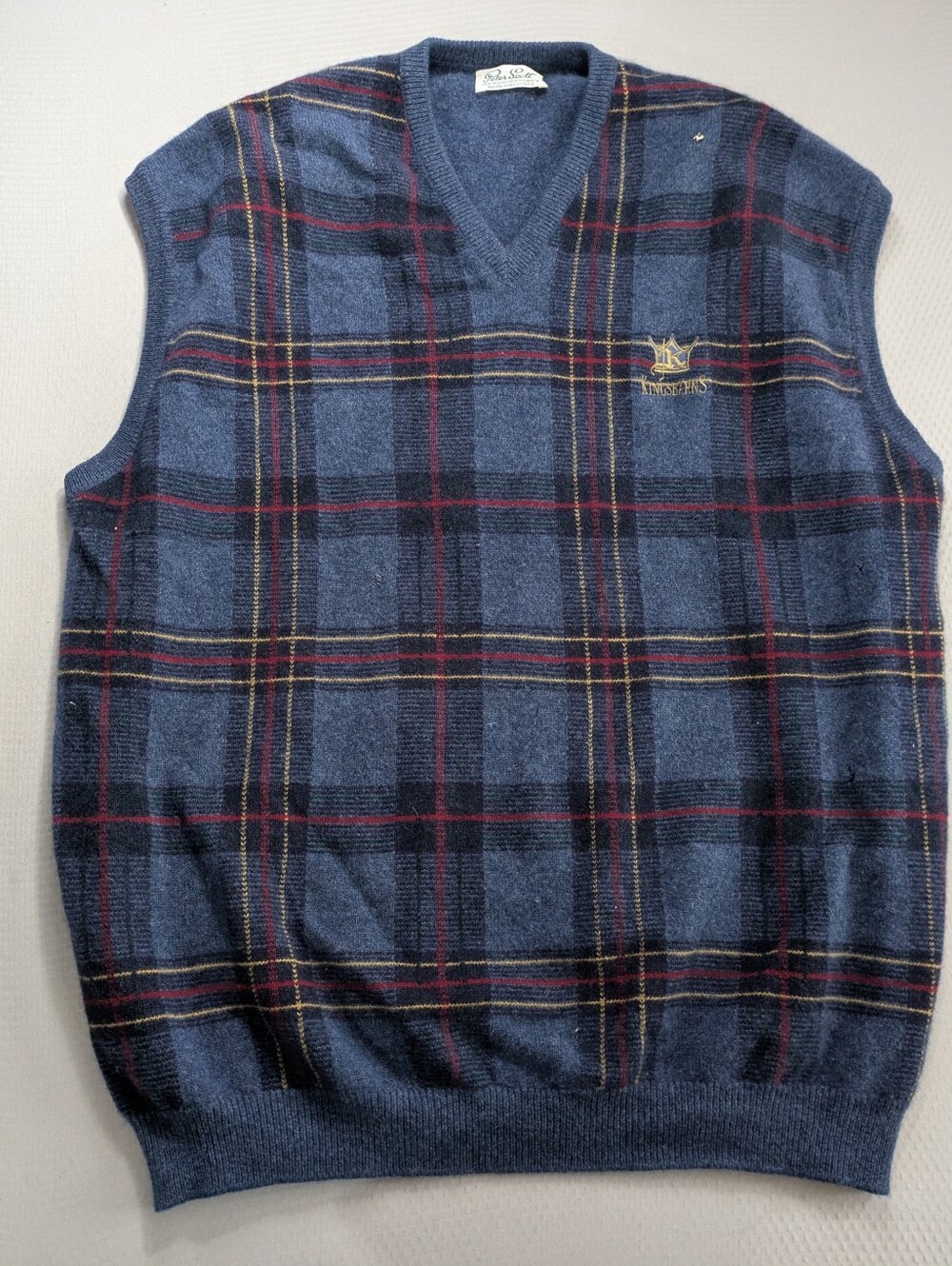 Peter Scott Kingsbarns Golf Links Plaid Sweater Vest Men’s XL Wool and Angora